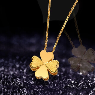 Yadige hong kong dafu new necklace women's imitation 999 pure gold lucky four-leaf clover pendant imitation 24k gold fashion clavicle chain
