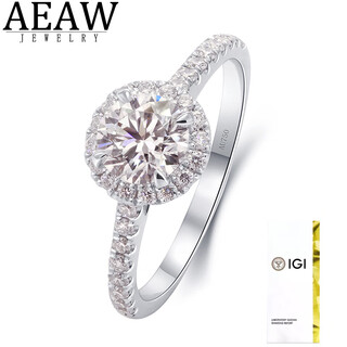 Aeaw jewelry cultivated diamond ring 18k gold round bag ring for women 1 carat ring proposal gift gift artificial diamond ring pt950 platinum 50 points dvvs/3ex/ngic certificate