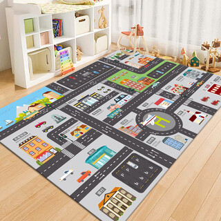 Jinko children's crawling carpet city traffic scene map toy blanket road track parking lot carpet gray city-3 80*120 cm