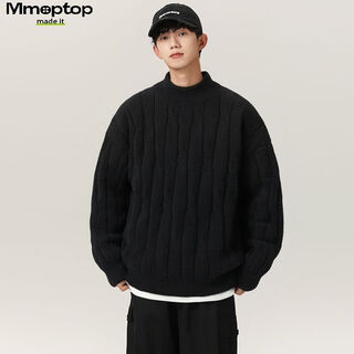 Mmoptop japanese twist sweater men's autumn and winter couples warm thickened bottoming sweater 1027 black xl