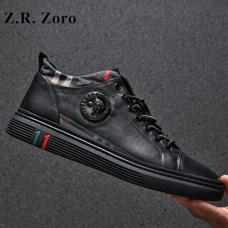 Z.r.zoro light luxury brand men's shoes 2025 autumn and winter new sneakers for men, fashionable and versatile casual shoes for men, comfortable business leather shoes for men, black 40