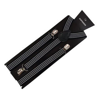 Yusenyi elastic suspenders for male and female babies, infants and children's pants, black anti-fall elastic suspenders, pants clip suspenders, black and white striped long suspenders (140-160 sizes)
