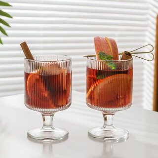 Jiwu forest glass wine glass mulled wine glass goblet cocktail champagne high-looking ins style vertical pattern 2 pack