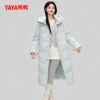 Duck crystal series down jacket women's long thickened 2025 new korean fashion high filled down extreme cold warm jacket glacier blue m (160)