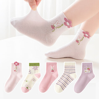 Six-fingered rat boneless suture baby baby children's socks girls spring and autumn style medium-sized children's medium-tube thin cotton socks purple