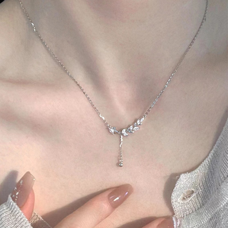 Catiff999 pure silver wheat ear necklace sterling silver 925 ear ear safe clavicle chain 2025 new style christmas gift for girlfriend s925 material wheat ear necklace