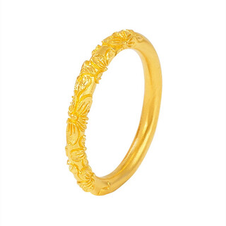 Erli 999 pure gold bauhinia gold ring for women, ancient peach pattern relief cherry blossom ring pure gold ring for girlfriend no. 10 ring/gold ring + packaging + certificate