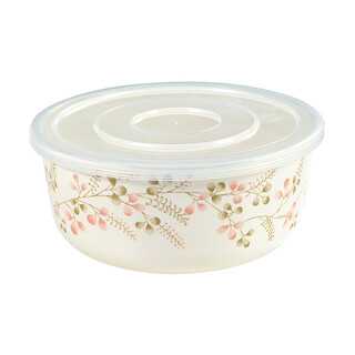 Wuhe (wuhe) three-piece instant noodle bowl set, melamine tableware, peach blossom lunch box, imitation porcelain round universal soup bowl with lid, peach blossom bowl (medium)