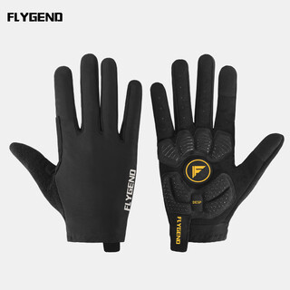 Flygend cycling gloves half finger summer men's and women's road bike mountain bike short finger cycling shock absorbing non-slip gloves black palm long finger m