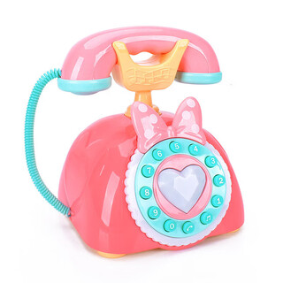 Music princess telephone toy chinese and english learning early education telephone landline for boys and girls early education chinese and english telephone light red ordinary battery