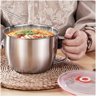 Lunch box large capacity extra large stainless steel instant noodle bowl with lid soup bowl student lunch box canteen quick rice bowl 2.0l b instant noodle cup enlarged and deepened + chopsticks
