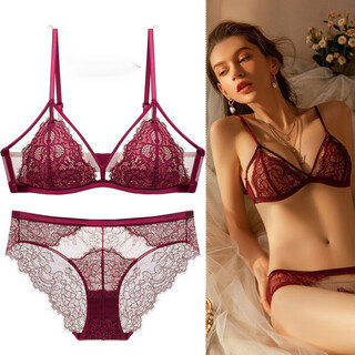 Victoria palace – ensemble de soutien-gorge en coton fin sans fil, bonnet triangle, en dentelle, sexy, sous-vêtements fins pour femmes, bordeaux l, nouvelle collection française l