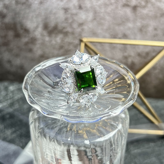 Duixin 4.50 carat diopside ring for women, natural colored gemstone jewelry, 925 silver inlaid jewelry, no. 13