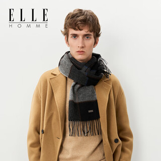 Elle gift box 100% wool plaid scarf for men autumn and winter warm business versatile gift birthday