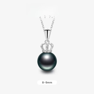 Dl 1998 fat donglai same style black pearl pendant black forest 8-11mm strong light sea water tahitian necklace 8-9mm tahitian black pearl/silver