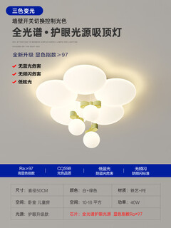 Renjuyi cream style bedroom lamp master bedroom 2024 new children's room bow pendant full spectrum flower ceiling lamp white green full spectrum eye care 97 cri 50cm