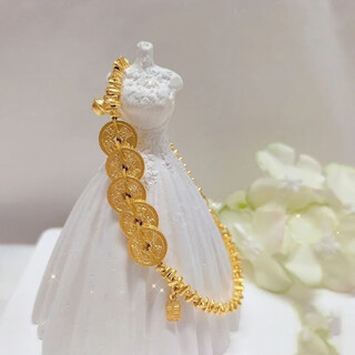 Tiansi 18k gold plated ancient method broken gold copper coin bracelet women's transfer bell fu brand fashionable five emperors gold bracelet