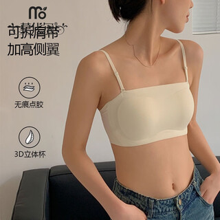 Modal strapless anti-slip tube top seamless underwear for women with big breasts, no steel ring, anti-sagging, breathable and beautiful back bra, off-white l -36/80