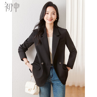 Chu shen spring and autumn small suit women's professional commuting casual suit jacket formal s13kf4434 black l