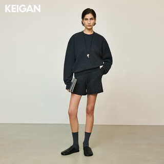 Keigan studio/soft and comfortable wool cashmere, fashionable phoebe style broad-shouldered knitted sweater cardigan for women, smoked gray (shorts) m 36 (delivery within 15 days of booking)