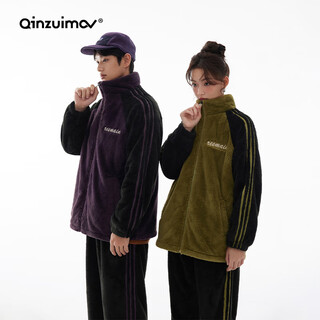 Kissing cat soft velvet autumn and winter couple pajamas women's warm thickened men's suits home clothes can be weared outside 4689 dark bud green women's xl