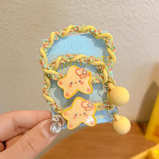 Jay weiyi yellow star hair band cute internet celebrity temperament rubber band high elasticity and durable hair tie hair rope ponytail bh-fq125# hair rope pair