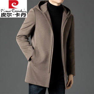 Pierre cardin autumn and winter men's casual hooded double-sided wool coat autumn and winter removable down jacket lined wool coat double-sided wool-khaki high-end down liner m 170 recommended 125jin jin is equal to less than 0.5kg