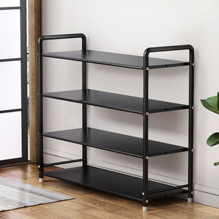 Anya shoe rack door multi-layer storage rack dormitory metal storage rack rental home multi-functional 4-layer black