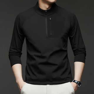 Zhizhen men's autumn and winter new men's stand collar half-zip pullover sweatshirt soft and skin-friendly outdoor cycling slim men's top black 1805 m 105 95-115