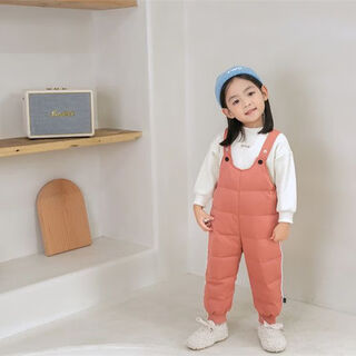 Duck fashion baby down pants white duck down infant toddler boys and girls outerwear thickened pants jumpsuit overalls winter leather pink 90 recommended 19-24jin jin is equal to 0.5 kg