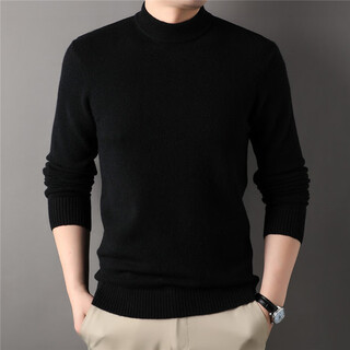 Dongguan dalang sweater men's thickened full wool sweater high-end half turtleneck autumn and winter machine washable warm solid color knitted black xl-140-160jin jin equals 0.5 kg