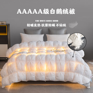 水星系列家纺100羽绒被95白鹅绒被子被芯五星级酒店春秋被加厚保暖冬 160支匹马棉舒适白 150x200cm春秋被2000g填充1000
