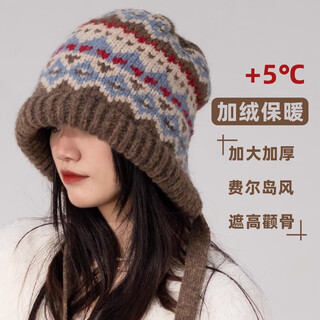 Dusenna hat women's autumn and winter plush hat women's versatile warmth showing face small plain knitted bucket hat blue coffee