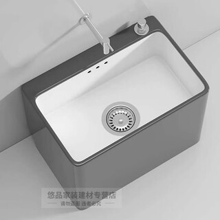 Shanyiyoupin mop pool ceramic mop pool floor-standing small tank pool balcony nordic gray wash home bathroom 106 gray white length 40*width 30*height 40 non-main picture