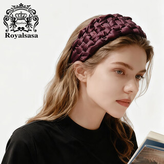 Royal sasa royal salsa burgundy braided headband with wide brim to cover white hair and show face small headband hairpin to wash face and collect broken hair accessories for women