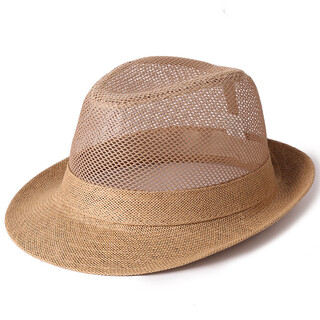 Kamilong hat men's summer hat middle-aged and elderly sun protection sun hat breathable cool hat mesh straw hat dad sun hat whole network dark khaki one size 58cm