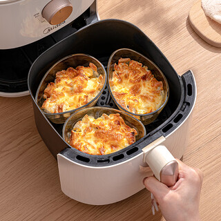Air fryer special tin foil bowl replaces glass baking bowl, reusable household oven aluminum foil for baking steamed eggs, 3 high borosilicate glass small bowls, suitable for inner diameter 18.