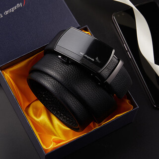 Red dragonfly (red dragonfly) first-layer cowhide men's belt automatic buckle cuttable belt for boyfriend valentine's day new year's birthday gift box