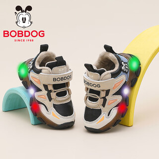 Bobdog children's shoes, children's winter versatile baby shoes, boys' plus velvet warm toddler shoes 106355014 mickey/black 26