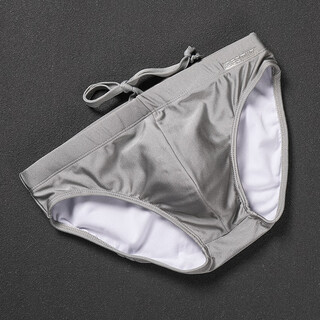 DESMIIT泳裤男性感纯色低腰防尴尬三角裤沙滩海边度假泡温泉游泳裤潮泳衣 亮灰色 L