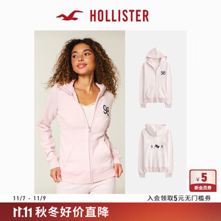 Hollister25 autumn and winter new american fleece logo patch hooded sweatshirt jacket women's 352-5271 pink s (165/84a)