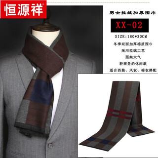 Hengyuanxiang winter warm plaid scarf birthday gift for middle-aged and elderly versatile thickened imitation cashmere jacquard brushed men's scarf xx02