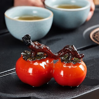 Xixi taitai creative persimmon persimmon ruyi tea pet tea set ornaments temperature-sensitive color changing good persimmon in pairs set handicraft tea play accessories hao persimmon in pairs tea pet