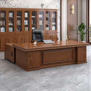 Rongxing jiarui all solid wood boss office desk and chair combination president office manager desk new chinese style supervisor desk office furniture executive desk 1.8 m boss desk oak all solid wood delivery and installation