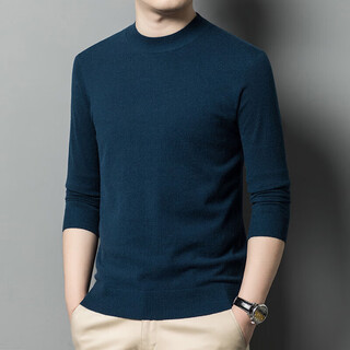 Deer king optim cashmere sweater men's spring and autumn 2025 new men's half turtleneck plus fat plus size high-end worsted bottoming sweater dark blue s