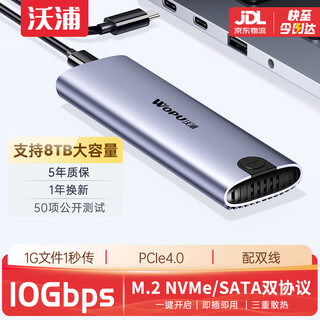 沃浦双协议硬盘盒M.2 NVMe/SATA Type-C3.2移动硬盘盒固态 适用笔记本电脑苹果16手机外接SSD硬盘盒