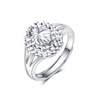 Jincaifu pt950 oval imitation diamond platinum ring women's platinum ring adjustable live shiny platinum oval imitation diamond ring about 7.3g