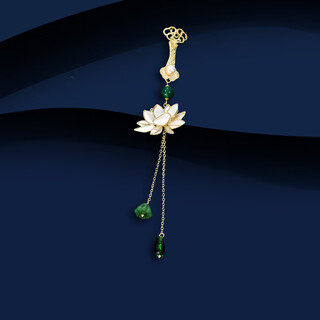 Marco bizzarri brand ruyi lotus fan brooch, high-end women's pressed placket cheongsam buckle, hanfu, ancient style tassel corsage, luxury accessories, gift to wife for anniversary and mother for mother's day