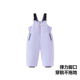 鸭鸭时尚【户外玩雪】折扣童装男童女童羽绒裤2023冬季宝宝加厚保暖背带裤 粉紫色 110