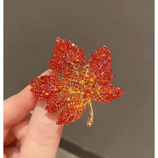 Bhiodha red maple leaf corsage brooch for women exquisite pin-like temperament suit high-end welcome accessories 5 red a22-308